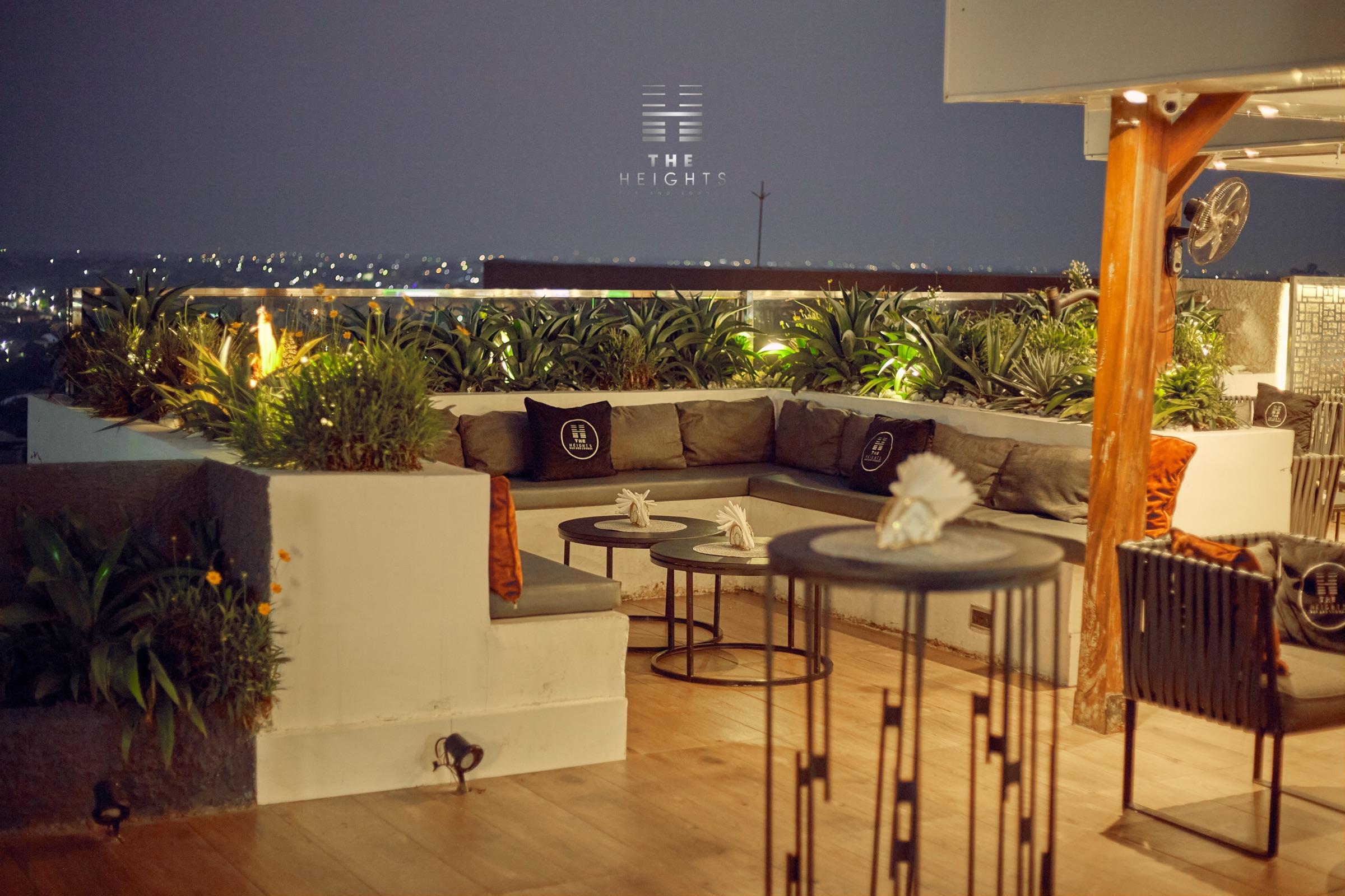 The rooftop lounge at night